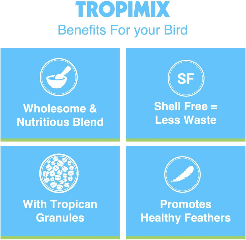 HARI Tropimix Bird Food for Cockatiels & Lovebirds, Hagen Parrot Food with Seeds, Fruit, Vegetables, Grains, Vitamins & Amino Acids, 2Lb Bag