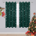FRAMICS Snowflake Foil Print Christmas Curtains, Thermal Insulated Blackout Curtains for Living Room and Bedroom, Christmas Grommet Window Curtains Drapes, 52" X 84", Green, Set of 2 Panels Home & Garden > Decor > Window Treatments > Curtains & Drapes FRAMICS Green(silver Foil Print) 52"W x 63"L 