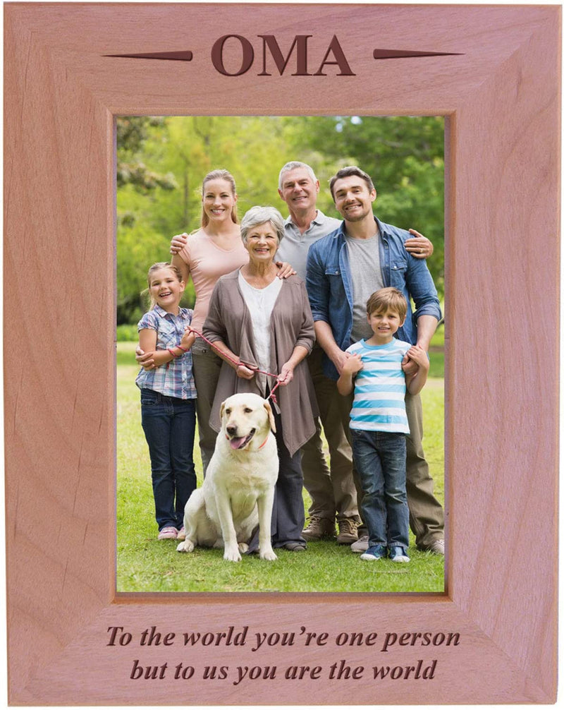 Customgiftsnow Oma - to the World You'Re One Person but to Us You Are the World - Engraved Wood Picture Frame (5X7 Horizontal) Home & Garden > Decor > Picture Frames CustomGiftsNow 5x7 Vertical  