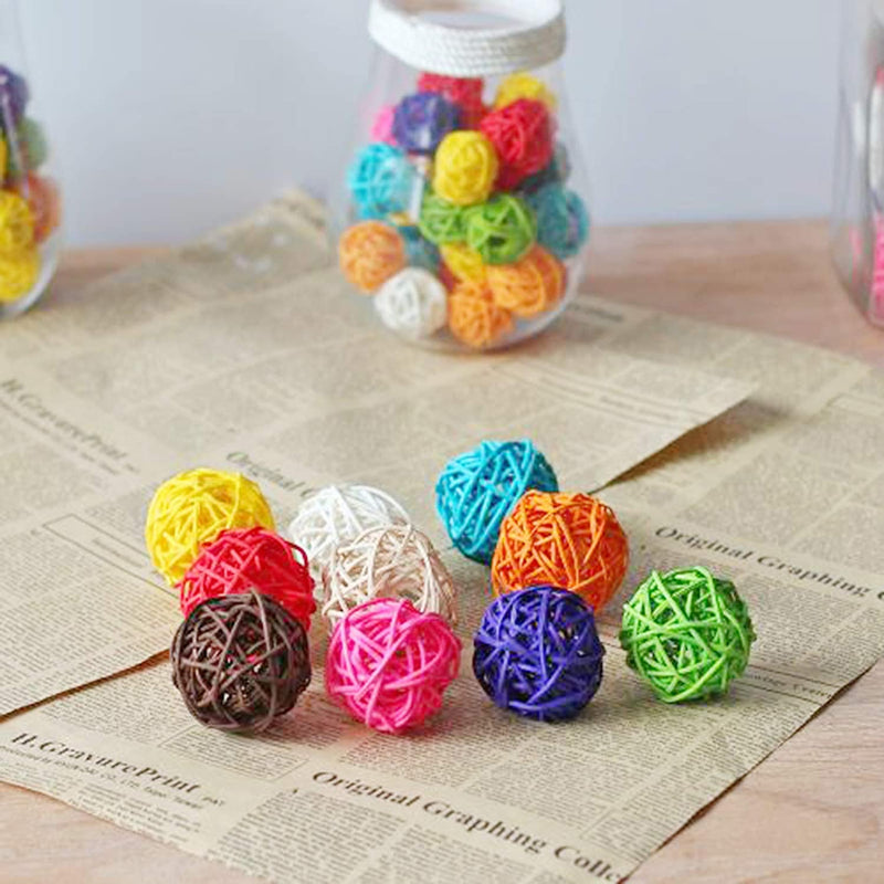 Benvo Rattan Balls 32 Pack 1.2 Inch Wicker Ball Birds Quaker Parrot Parakeet Chewing Pet Bite Ball for Budgies Conures Hamsters Ball Orbs Crafts DIY Accessories Vase Fillers (Multi-Colored) Animals & Pet Supplies > Pet Supplies > Bird Supplies > Bird Toys Benvo   