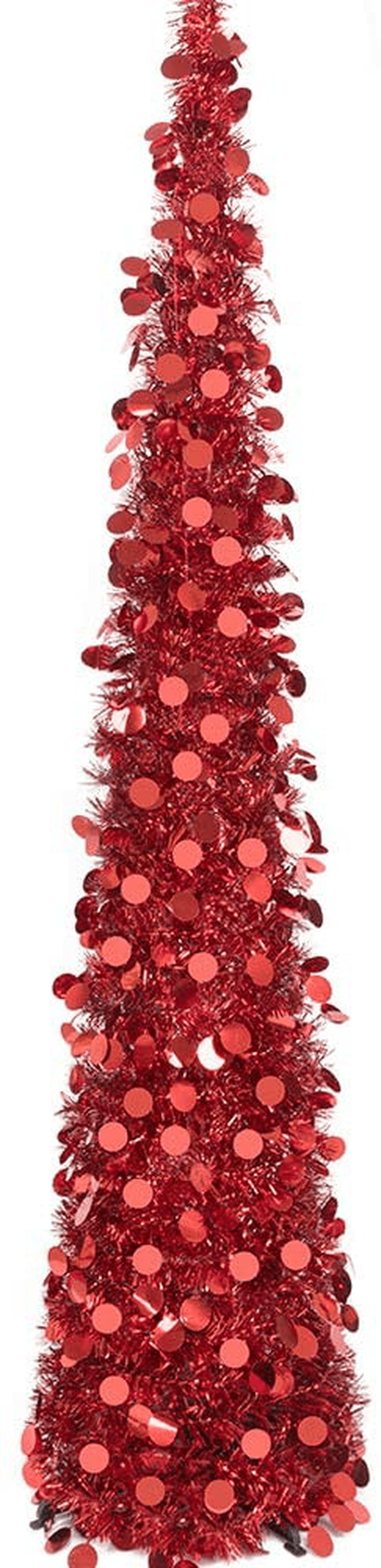 5ft Pop up Christmas Tinsel Tree with Stand，MACTING Easy-Assembly Tinsel Coastal Glittery Christmas Tree for Holiday Xmas Decorations (Blue) Home & Garden > Decor > Seasonal & Holiday Decorations > Christmas Tree Stands MACTING Red  
