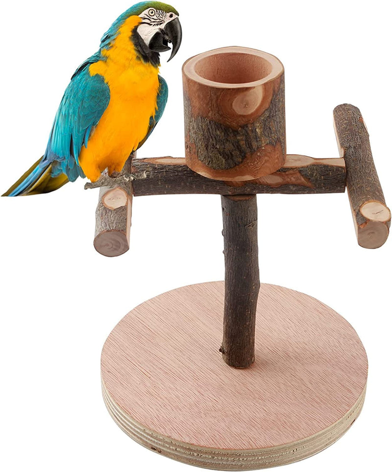 5PCS Bird Perch for Cage Bird Stand Toy Set Natural Wooden Parrot Stand Branch with round Platform Paw Grinding Stick Bird Exercise Training Climbing Toys for Bird Cage Accessories Animals & Pet Supplies > Pet Supplies > Bird Supplies > Bird Cages & Stands HOSUKKO 2 in 1 perch & feeder  