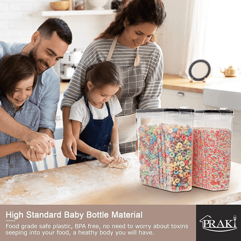 5PCS Cereal Containers Storage Set, PRAKI Bpa-Free Airtight Food Storage Container Set with Lids, Kitchen Pantry Organization & Storage, Perfect for Sugar, Baking Supplies - 20 Lables & Mark(4L Black) Home & Garden > Kitchen & Dining > Food Storage PRAKI   
