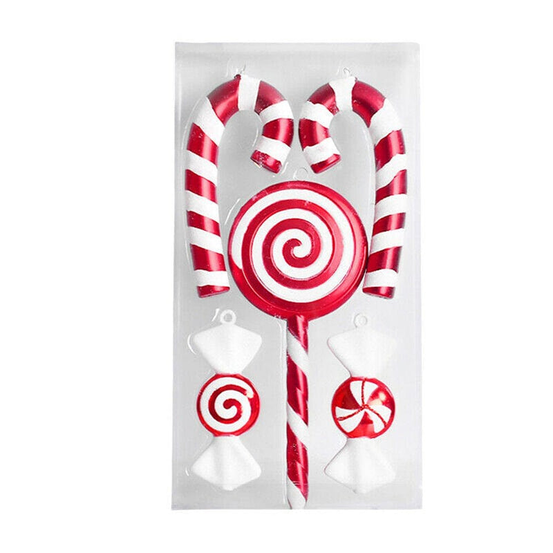 5Pcs Christmas Tree Candy Cane Hanging Ornaments for Home Party Supplies , Peppermint Candy Lollipop , Christmas Tree Decorations Xmas Tree Pendant Ornament Set  Balleen.e   