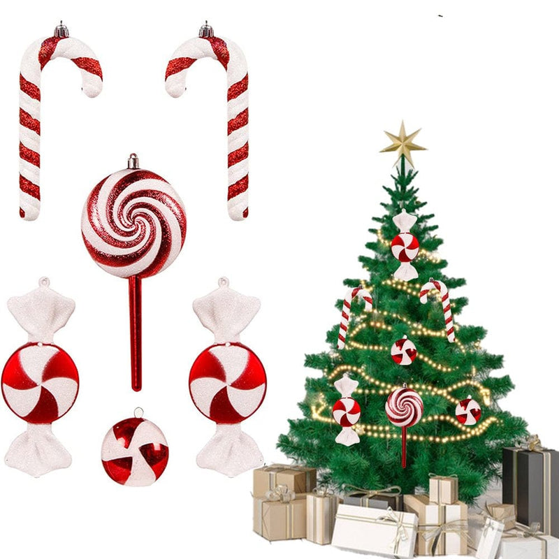 5Pcs Christmas Tree Candy Cane Hanging Ornaments for Home Party Supplies , Peppermint Candy Lollipop , Christmas Tree Decorations Xmas Tree Pendant Ornament Set  Balleen.e 6PCS  