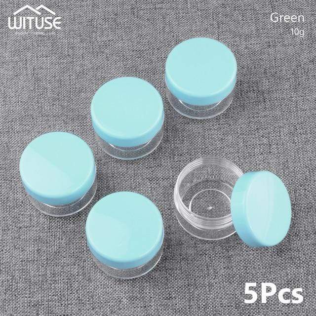 5pcs Clear Plastic Cosmetic Pot Jars Home & Garden > Decor > Decorative Jars KOL DEALS 10g Green  