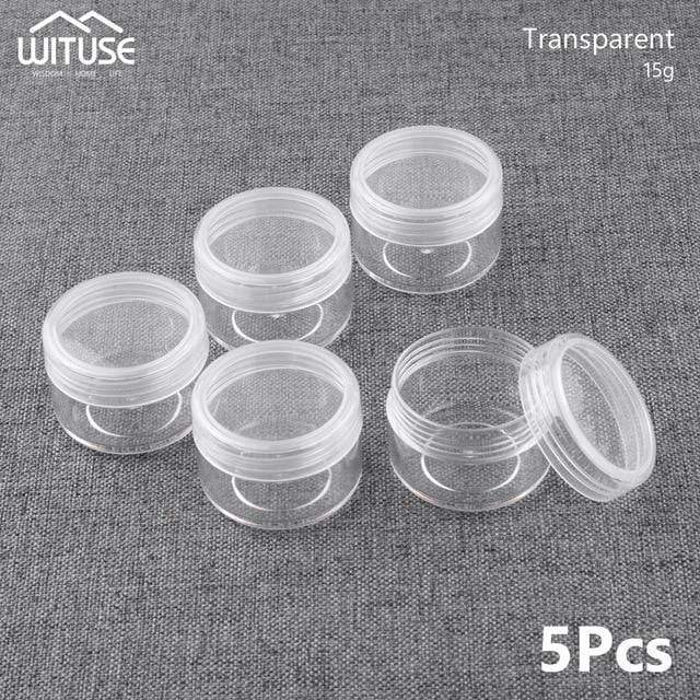 5pcs Clear Plastic Cosmetic Pot Jars Home & Garden > Decor > Decorative Jars KOL DEALS 15g Transparent  
