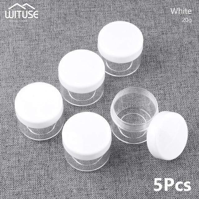 5pcs Clear Plastic Cosmetic Pot Jars Home & Garden > Decor > Decorative Jars KOL DEALS 20g White  