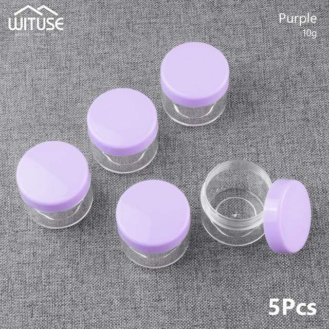 5pcs Clear Plastic Cosmetic Pot Jars Home & Garden > Decor > Decorative Jars KOL DEALS 10g Purple  