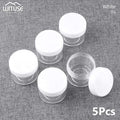 5pcs Clear Plastic Cosmetic Pot Jars Home & Garden > Decor > Decorative Jars KOL DEALS 15g White  