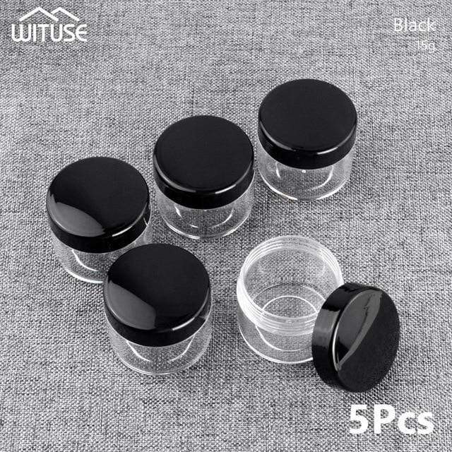 5pcs Clear Plastic Cosmetic Pot Jars Home & Garden > Decor > Decorative Jars KOL DEALS 15g Black  