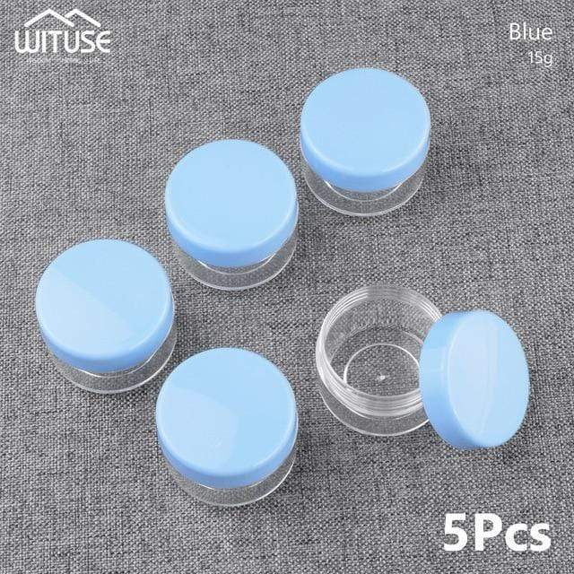 5pcs Clear Plastic Cosmetic Pot Jars Home & Garden > Decor > Decorative Jars KOL DEALS 15g Blue  