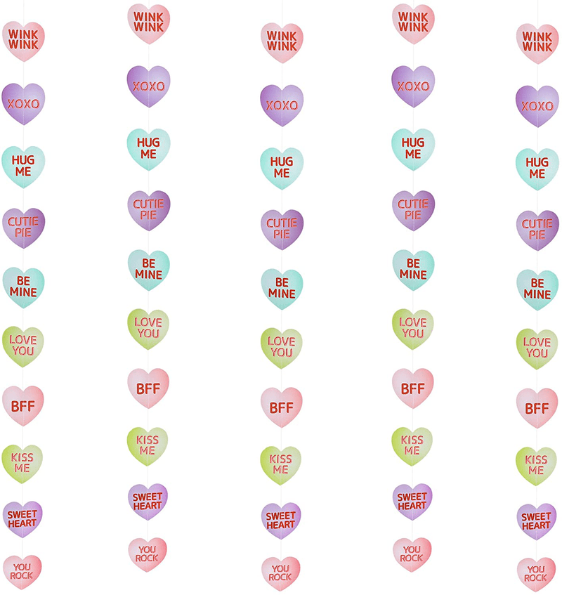 5Pcs Valentines Conversation Candy Hearts Garland,Conversation Heart Decorations,Valentines Day Decorations,Candy Heart Decorations,Mantle Decor Valentines,Valentine Decor,Heart Decorations,Valentines Heart Garland Decor Home & Garden > Decor > Seasonal & Holiday Decorations LeeSky   