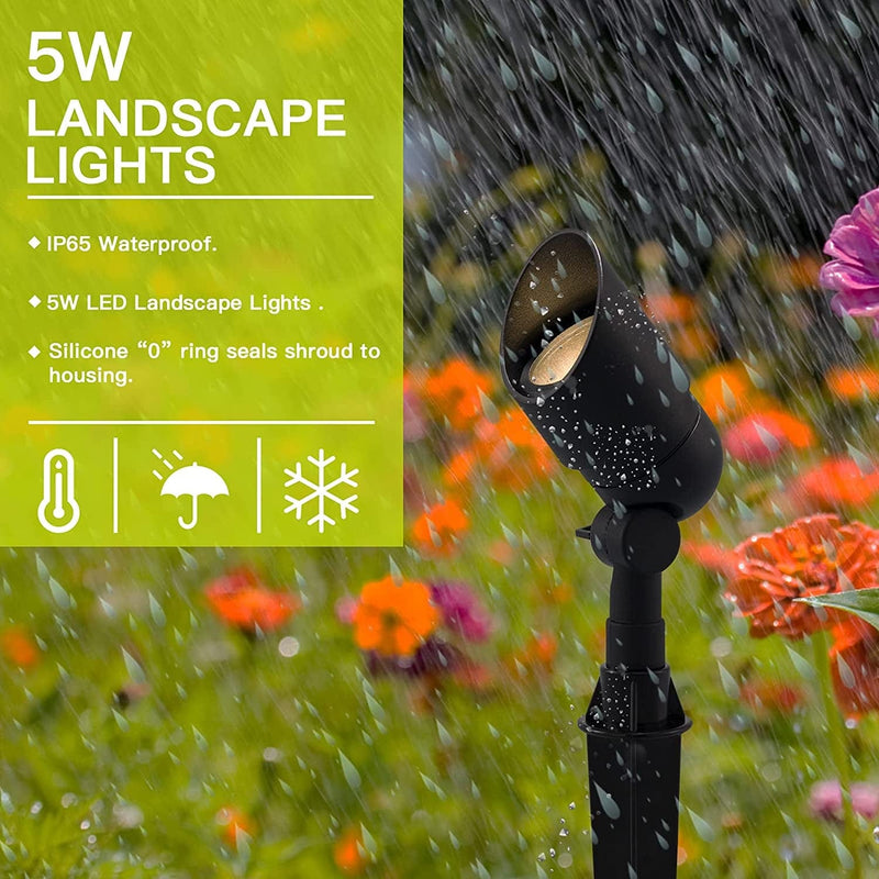 5W LED Landscape Lights Waterproof Outdoor Low Voltage Spotlights for Walls Trees Flags Light, 5W MR16 LED Bulb Included, 2PCS Home & Garden > Lighting > Flood & Spot Lights FANUPWHUA   