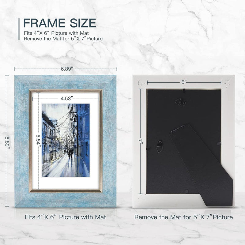 5X7 Picture Frames Set of 4 Rustic Retro Photo Frame with Tempered Glass Wall Mount and Tabletop Display Family Friends Wedding Gift Home & Garden > Decor > Picture Frames XUANLUO   