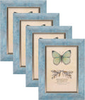 5X7 Picture Frames Set of 4 Rustic Retro Photo Frame with Tempered Glass Wall Mount and Tabletop Display Family Friends Wedding Gift Home & Garden > Decor > Picture Frames XUANLUO Blue-4pcs 5 x 7 inch 