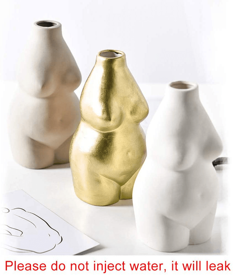 6.2 " Small Ceramic Modern Decor Flower Vase Boho Female Body Art NBHUZEHUA Gold Home & Garden > Decor > Vases NBHUZEHUA   