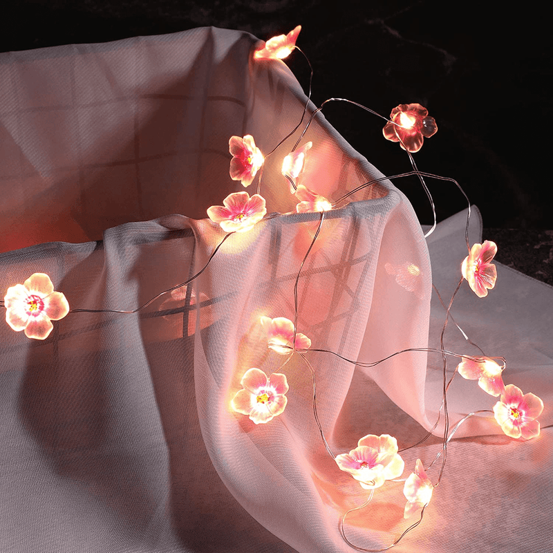 6.6 Ft 20 Leds Flower String Lights Fairy Cherry Blossom String Lights Wire Battery Powered String Lights for Valentine'S Day Wedding Nursery Girls Bedroom Decoration (Pink) Home & Garden > Lighting > Light Ropes & Strings Mudder Pink  