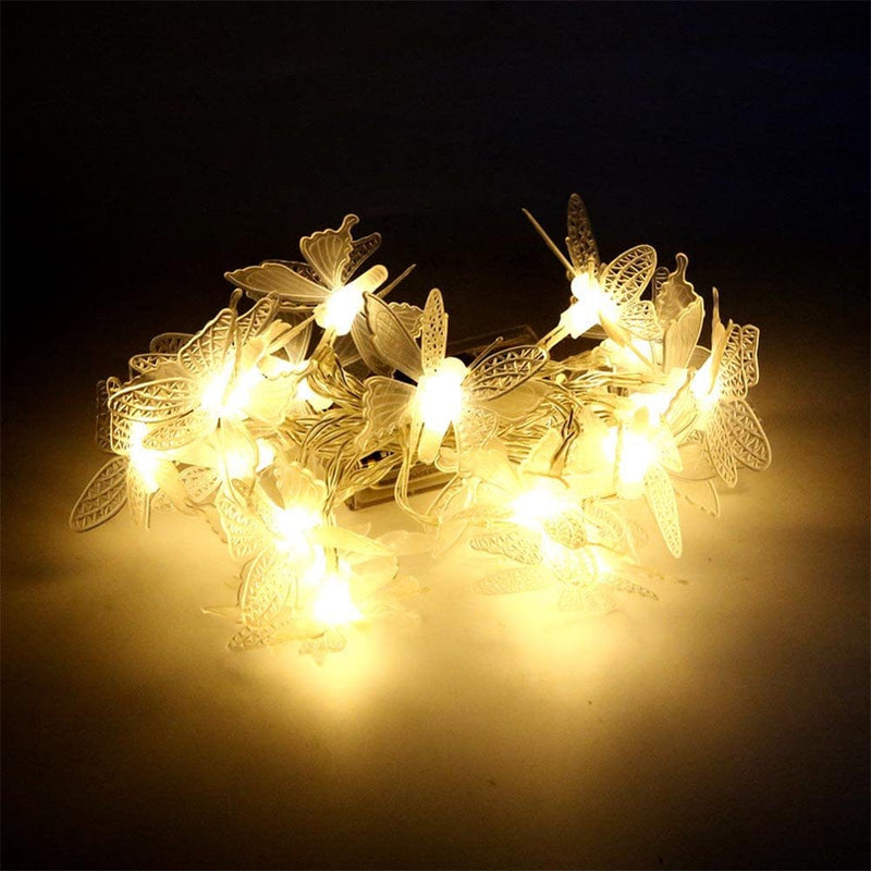 6.6Ft LED Butterfly String Lights,Syncont Firefly Twinkle Butterfly Curtain Fairy Lights Battery Operated for Bedroom Patio Christmas Wedding Party Dorm Christmas Valentine'S Day,Colorful Home & Garden > Decor > Seasonal & Holiday Decorations SynCont Warm White  