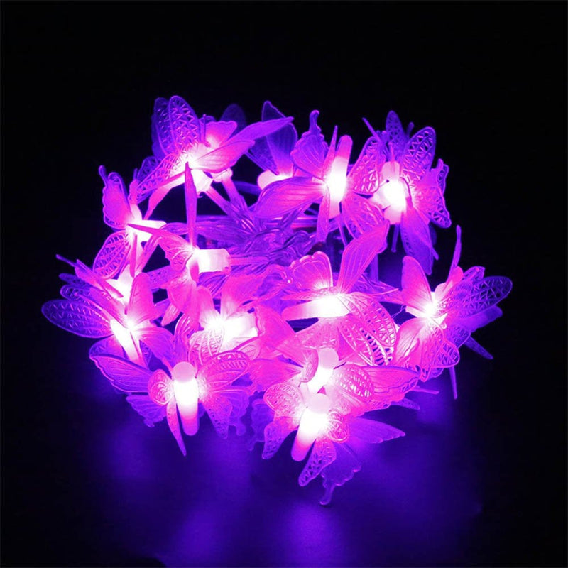 6.6Ft LED Butterfly String Lights,Syncont Firefly Twinkle Butterfly Curtain Fairy Lights Battery Operated for Bedroom Patio Christmas Wedding Party Dorm Christmas Valentine'S Day,Colorful Home & Garden > Decor > Seasonal & Holiday Decorations SynCont Purple  