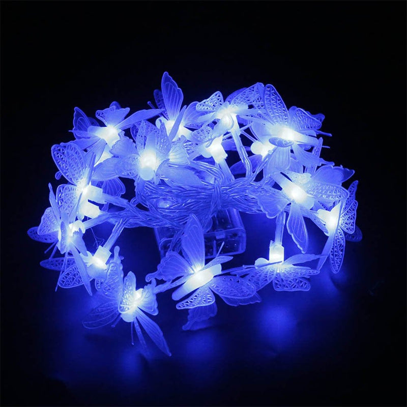 6.6Ft LED Butterfly String Lights,Syncont Firefly Twinkle Butterfly Curtain Fairy Lights Battery Operated for Bedroom Patio Christmas Wedding Party Dorm Christmas Valentine'S Day,Colorful Home & Garden > Decor > Seasonal & Holiday Decorations SynCont Blue  