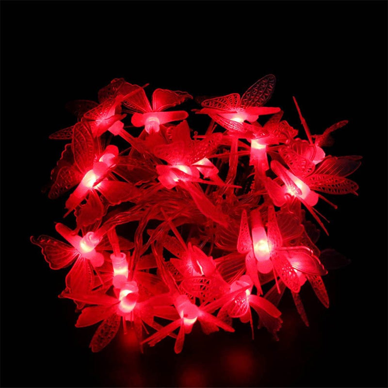 6.6Ft LED Butterfly String Lights,Syncont Firefly Twinkle Butterfly Curtain Fairy Lights Battery Operated for Bedroom Patio Christmas Wedding Party Dorm Christmas Valentine'S Day,Colorful Home & Garden > Decor > Seasonal & Holiday Decorations SynCont Red  