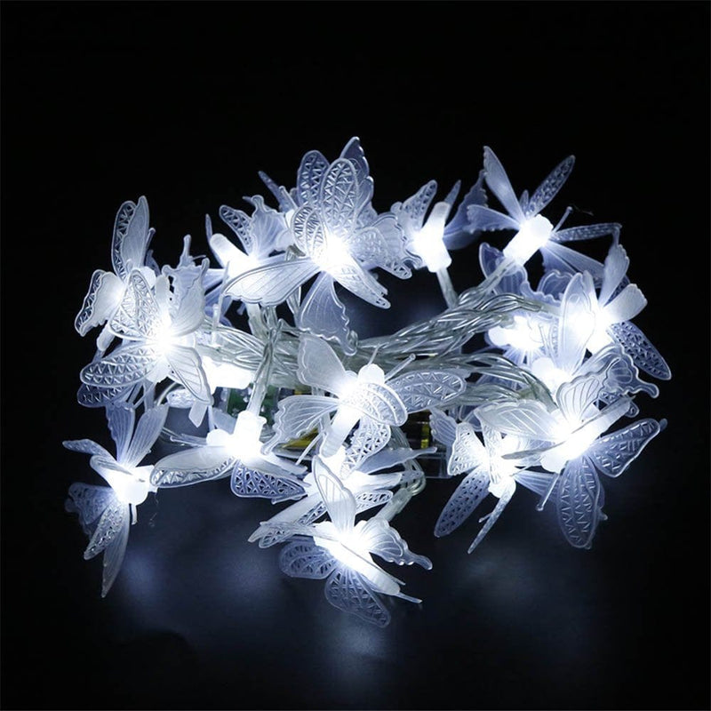 6.6Ft LED Butterfly String Lights,Syncont Firefly Twinkle Butterfly Curtain Fairy Lights Battery Operated for Bedroom Patio Christmas Wedding Party Dorm Christmas Valentine'S Day,Colorful Home & Garden > Decor > Seasonal & Holiday Decorations SynCont White  
