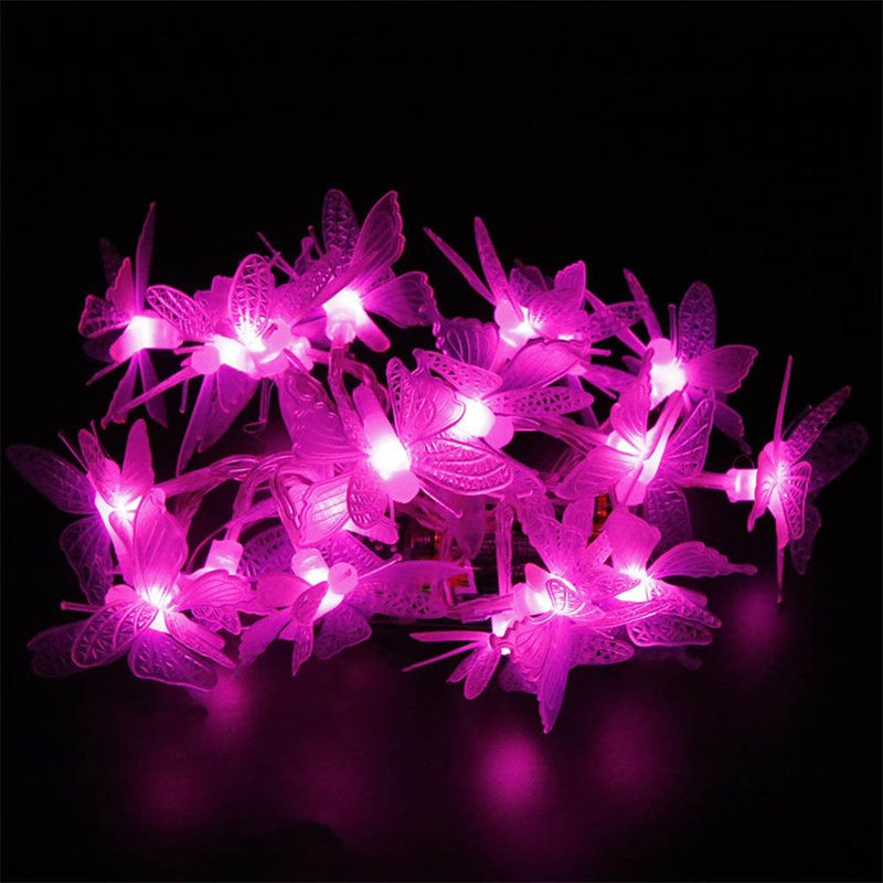 6.6Ft LED Butterfly String Lights,Syncont Firefly Twinkle Butterfly Curtain Fairy Lights Battery Operated for Bedroom Patio Christmas Wedding Party Dorm Christmas Valentine'S Day,Colorful Home & Garden > Decor > Seasonal & Holiday Decorations SynCont Pink  
