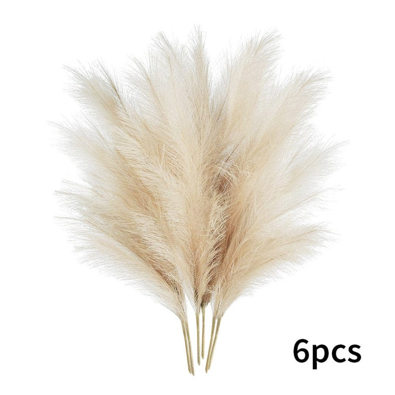 6 Branchs Pampas Grass,Simulation Reed,Artificial Reed Bouquet,Fake Pampas Flower,Faux Pampas Grass Bouquets,For Season Wedding Birthday Valentine'S Day Vase Decor Home & Garden > Decor > Seasonal & Holiday Decorations QAZ-2230 6 branchs Beige 