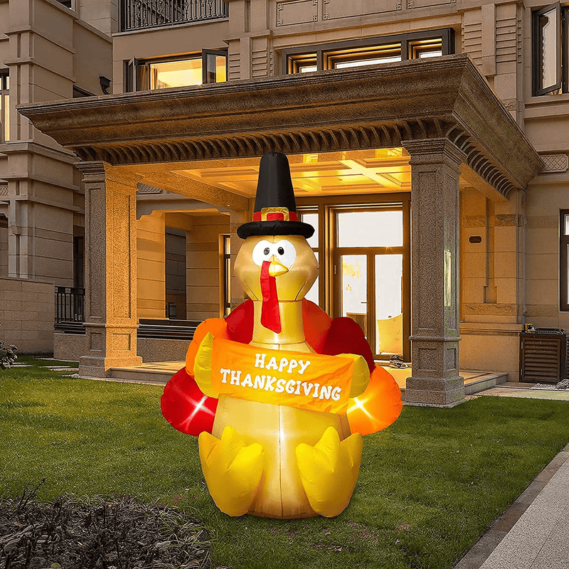 6 FT Thanksgiving Inflatables Outdoor Turkey, Blow Up Yard Decorations Clearance with LED Lights Built-in for Holiday/Yard/Garden/Party Home & Garden > Decor > Seasonal & Holiday Decorations& Garden > Decor > Seasonal & Holiday Decorations Chnaivy   
