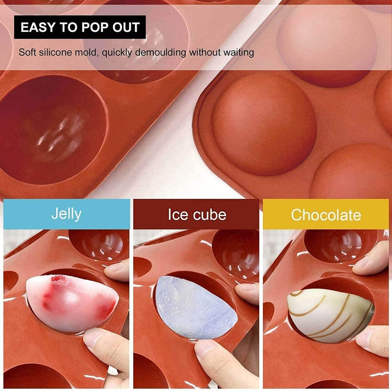 6 Holes Half round Shape Silicone Mold， for Chocolate, Cake, Jelly, Pudding, Handmade Soap,Half Ball Sphere Silicone Cake Mold (2Psc) Home & Garden > Kitchen & Dining > Cookware & Bakeware ZNNCO   