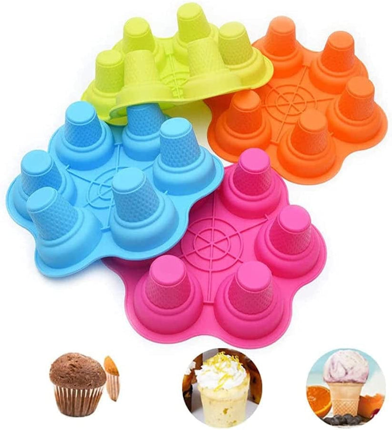 6 Holes Ice Cream Cone Silicone Cake Mold Cup Baking Mold Random Color Home & Garden > Kitchen & Dining > Cookware & Bakeware Xinamatteo   