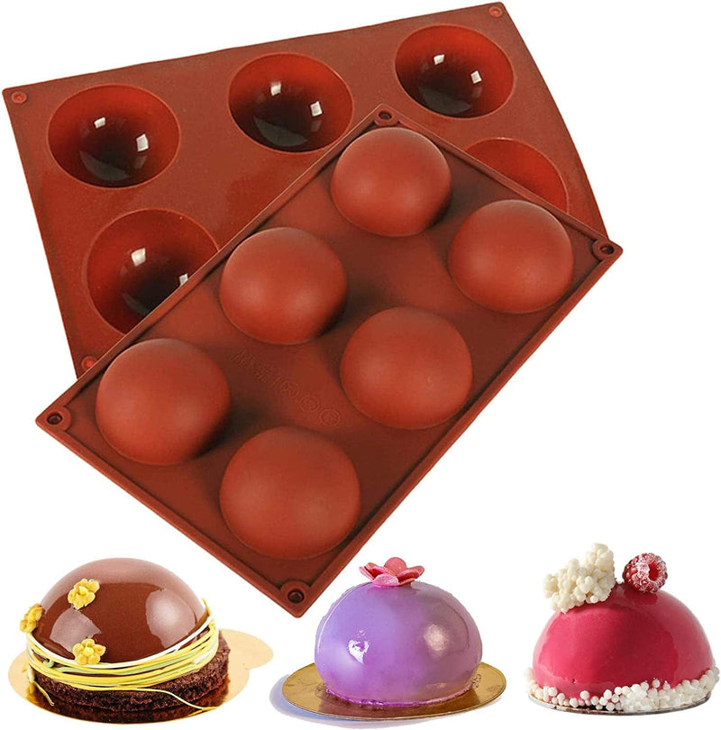 6 Holes Silicone Mold for Chocolate, Cake, Jelly, Pudding, Handmade Soap, round Shape Cupcake Baking Pan, Baking Mold for Dome Mousse - 2PACK Home & Garden > Kitchen & Dining > Cookware & Bakeware Ruri's   