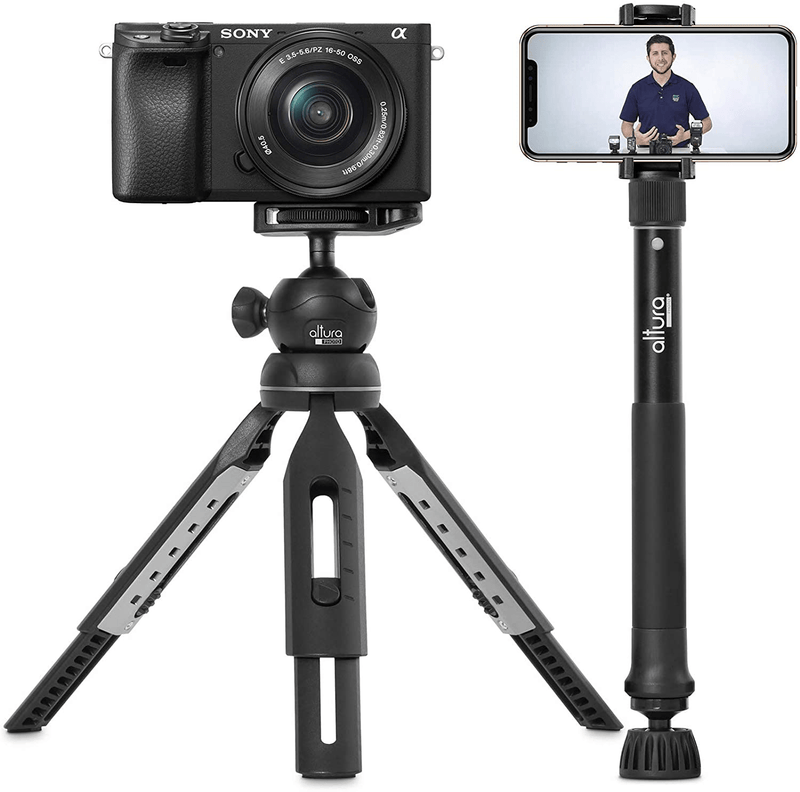 6 in 1 Monopod Tripod Kit by Altura Photo – 55” Telescoping Vlogging Tripod for Camera, Smartphone & GoPro Tripod, Camera Holder, Camera Stick with Pole & Base, 360 Ball Head and Carry Bag Cameras & Optics > Camera & Optic Accessories > Camera Parts & Accessories Altura Photo Default Title  