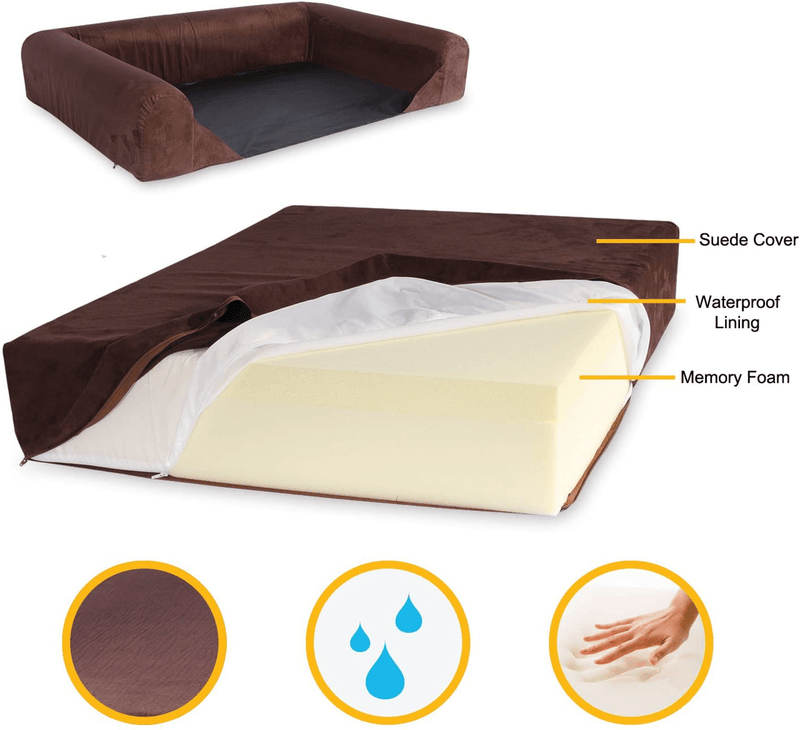 6-Inch Thick High Grade Orthopedic Memory Foam Sofa Dog Bed Easy to Wash Removable Cover with Anti-Slip Bottom. Free Waterproof Liner Included - Jumbo XL 56" X 40" for Large Dogs Animals & Pet Supplies > Pet Supplies > Dog Supplies > Dog Beds Onix Electronics LLC   