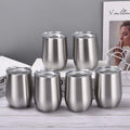 6 Pack 12Oz Stainless Steel Stemless Wine Tumbler Wine Glasses Set with Lid and Straws Set of 6 for Coffee, Wine, Cocktails, Ice Cream, Picnic Camping Party or Family Daily Use Home & Garden > Kitchen & Dining > Tableware > Drinkware Romantic Silver  