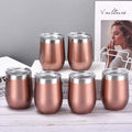6 Pack 12Oz Stainless Steel Stemless Wine Tumbler Wine Glasses Set with Lid and Straws Set of 6 for Coffee, Wine, Cocktails, Ice Cream, Picnic Camping Party or Family Daily Use Home & Garden > Kitchen & Dining > Tableware > Drinkware Romantic Rose Gold  