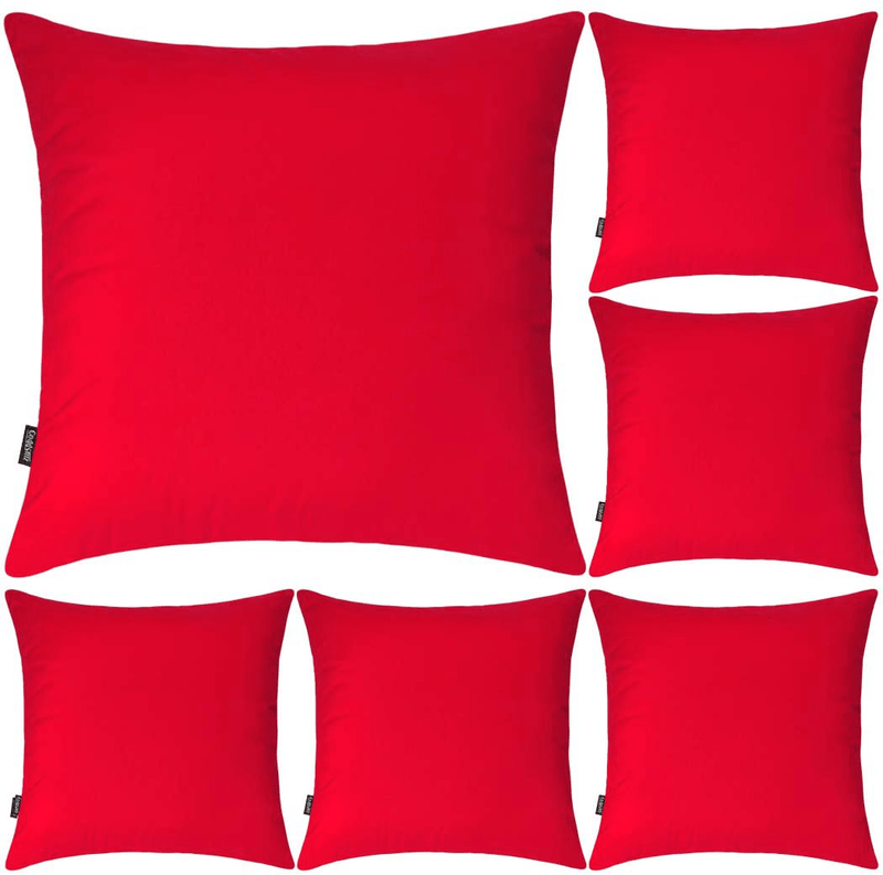 6 Pack Decorative 100% Cotton Pillow Covers 18X18 Inch Square Cushion Cover Solid Throw Pillowcase for Home Bed Sofa (Red, 6 Pack-18" X 18"/45X45Cm)