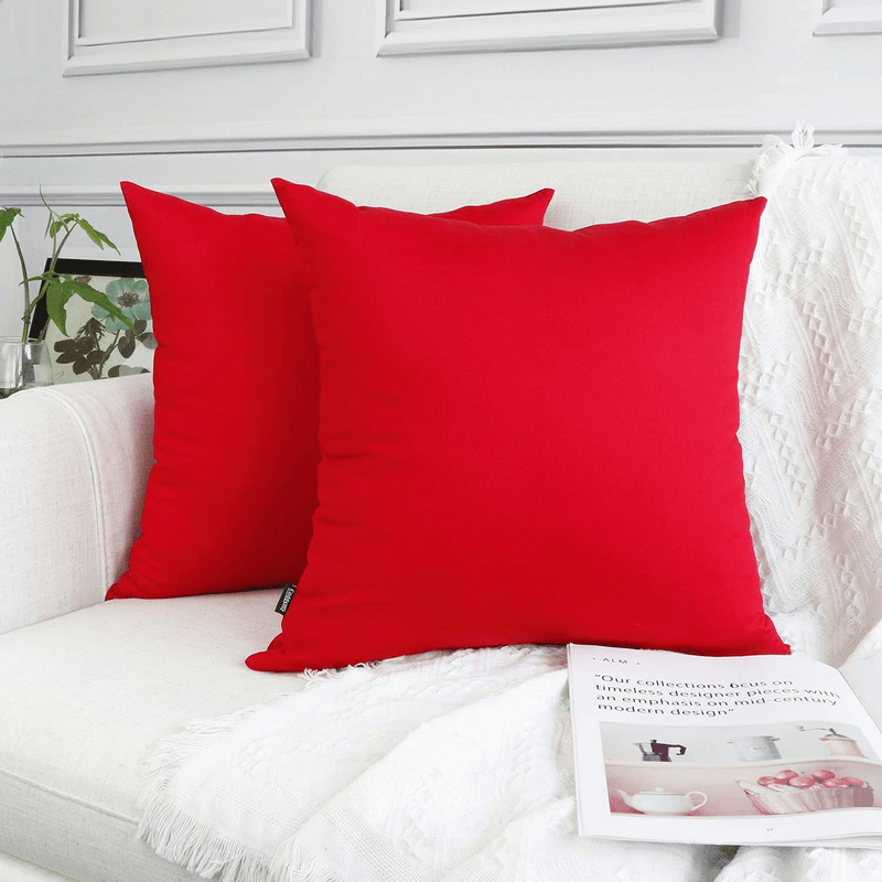 6 Pack Decorative 100% Cotton Pillow Covers 18X18 Inch Square Cushion Cover Solid Throw Pillowcase for Home Bed Sofa (Red, 6 Pack-18" X 18"/45X45Cm) Home & Garden > Decor > Chair & Sofa Cushions Coddsmz   