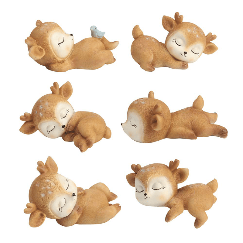 6 Pack Deer Figurines Cake Topper, Woodland Animal Doe Fawn Desktop Decoration Cute Miniature Statue Party Ornaments for Baby Shower Birthday Anniversary Home & Garden > Decor > Seasonal & Holiday Decorations& Garden > Decor > Seasonal & Holiday Decorations L.DONG 6 Pcs Deer  