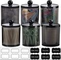 6 Pack of 12 Oz. Qtip Dispenser Apothecary Jars Bathroom with Labels - Qtip Holder Storage Canister Clear Plastic Acrylic Jar for Cotton Ball,Cotton Swab,Cotton Rounds,Floss Picks, Hair Clips (Clear) Home & Garden > Household Supplies > Storage & Organization SheeChung Black  
