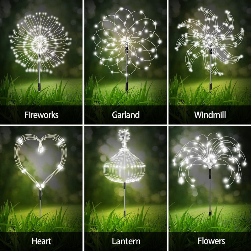 6 Pack Outdoor Solar Garden Lights, Solar Firework Lights,120 LED Waterproof Solar Lamps Decorative, Fireworks Lamp, 8 Modes Landscape Lights with Remote for Pathway Backyard Walkway Patio(Cool White) Home & Garden > Lighting > Lamps Maleyt   
