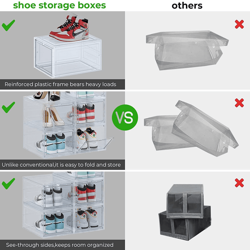 6 Pack Shoe Organizer, Clear Shoe Boxes Stackable Closet Organizers and Storage Containers Space Saving Plastic Storage Bins, Drop Front Sneaker Box Display Cases for Collectibles Room Organization Furniture > Cabinets & Storage > Armoires & Wardrobes Labonida   