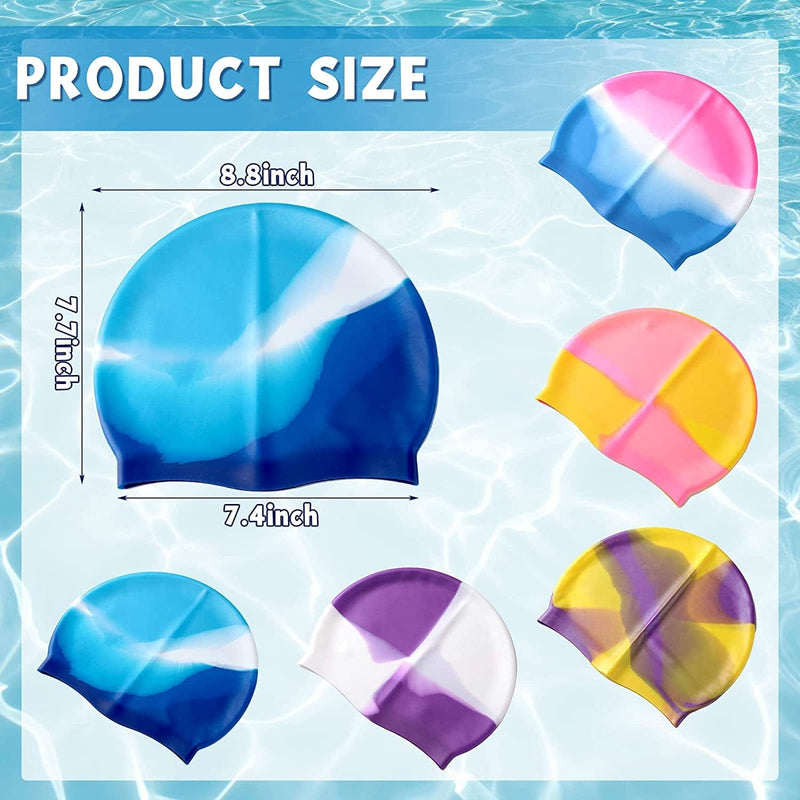 6 Pack Silicone Swim Caps for Women Swimming Cap for Men Long Hair Pool Swimming Hat Bathing Cap Multi Color Waterproof Bathing Cap for Girls Youths Kids Sporting Goods > Outdoor Recreation > Boating & Water Sports > Swimming > Swim Caps Zhanmai   