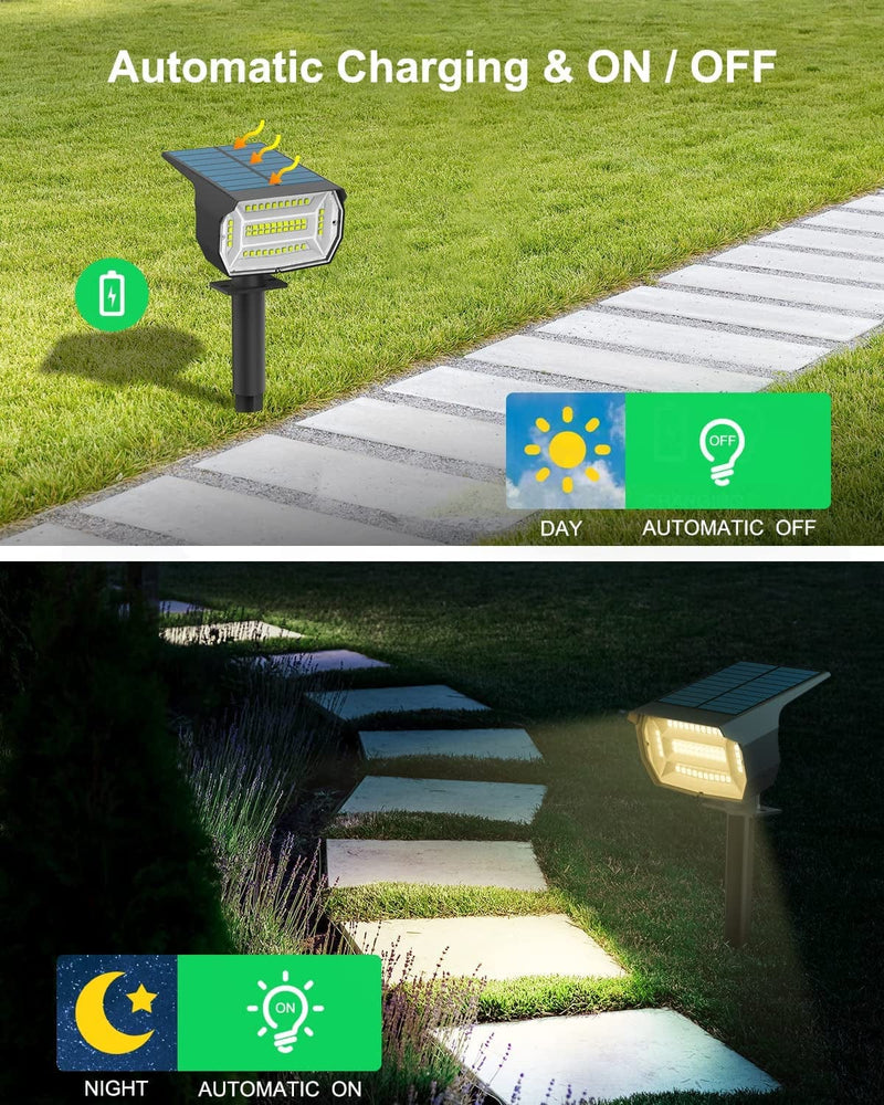 6 Pack Solar Landscape Spotlights Outdoor, [48 LED/3 Modes] Lotmos 2-In-1 Solar Spot Lights Outdoor, Auto On/Off IP67 Solar Powered Wall Lights for Front Door, Backyard, Garage, Deck (Warm White)