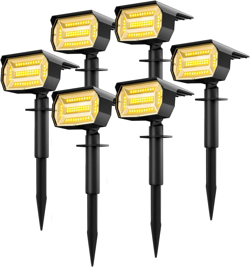 6 Pack Solar Landscape Spotlights Outdoor, [48 LED/3 Modes] Lotmos 2-In-1 Solar Spot Lights Outdoor, Auto On/Off IP67 Solar Powered Wall Lights for Front Door, Backyard, Garage, Deck (Warm White) Home & Garden > Lighting > Flood & Spot Lights LOTMOS Warm White 6 PACK 