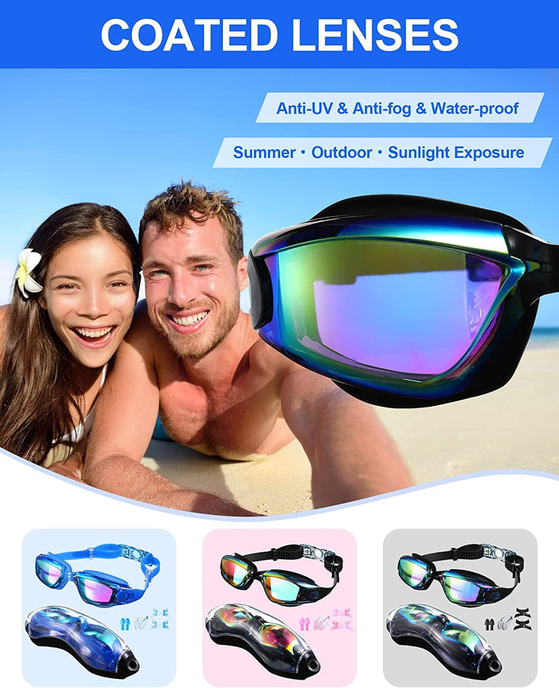 6 Pack Swim Goggles Swimming Goggles No Leaking Full Protection Glasses for Men Women Youth UV Protection Fog Proof Swim Goggles with Nose Clips Ear Plugs Storage Boxes Sporting Goods > Outdoor Recreation > Boating & Water Sports > Swimming > Swim Goggles & Masks Flutesan   