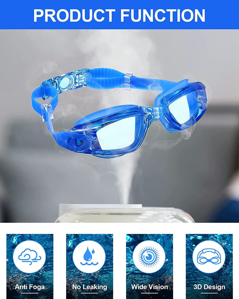 6 Pack Swim Goggles Swimming Goggles No Leaking Full Protection Glasses for Men Women Youth UV Protection Fog Proof Swim Goggles with Nose Clips Ear Plugs Storage Boxes