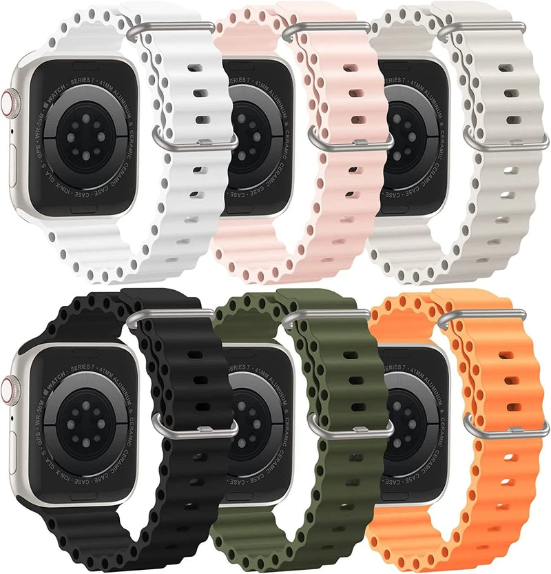 [6 Packs] Ocean Sport Band Compatible with Apple Watch Band 49Mm 45Mm 44Mm 42Mm 41Mm 40Mm 38Mm Women Men,Adjustable Smart Watch Strap Band Replacement Strap for Iwatch Ultra Series 8 7 6 5 4 3 2 1 SE Sporting Goods > Outdoor Recreation > Winter Sports & Activities iWabcertoo Black/Green/Orange/Starlight/Sand Pink/White 38mm/40mm/41mm 