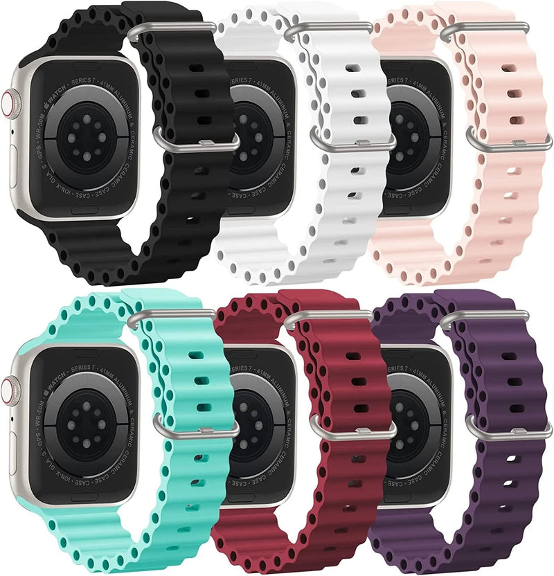 [6 Packs] Ocean Sport Band Compatible with Apple Watch Band 49Mm 45Mm 44Mm 42Mm 41Mm 40Mm 38Mm Women Men,Adjustable Smart Watch Strap Band Replacement Strap for Iwatch Ultra Series 8 7 6 5 4 3 2 1 SE Sporting Goods > Outdoor Recreation > Winter Sports & Activities iWabcertoo Black/Dark Purple/Tiffany/Sand Pink/Wine/White 38mm/40mm/41mm 